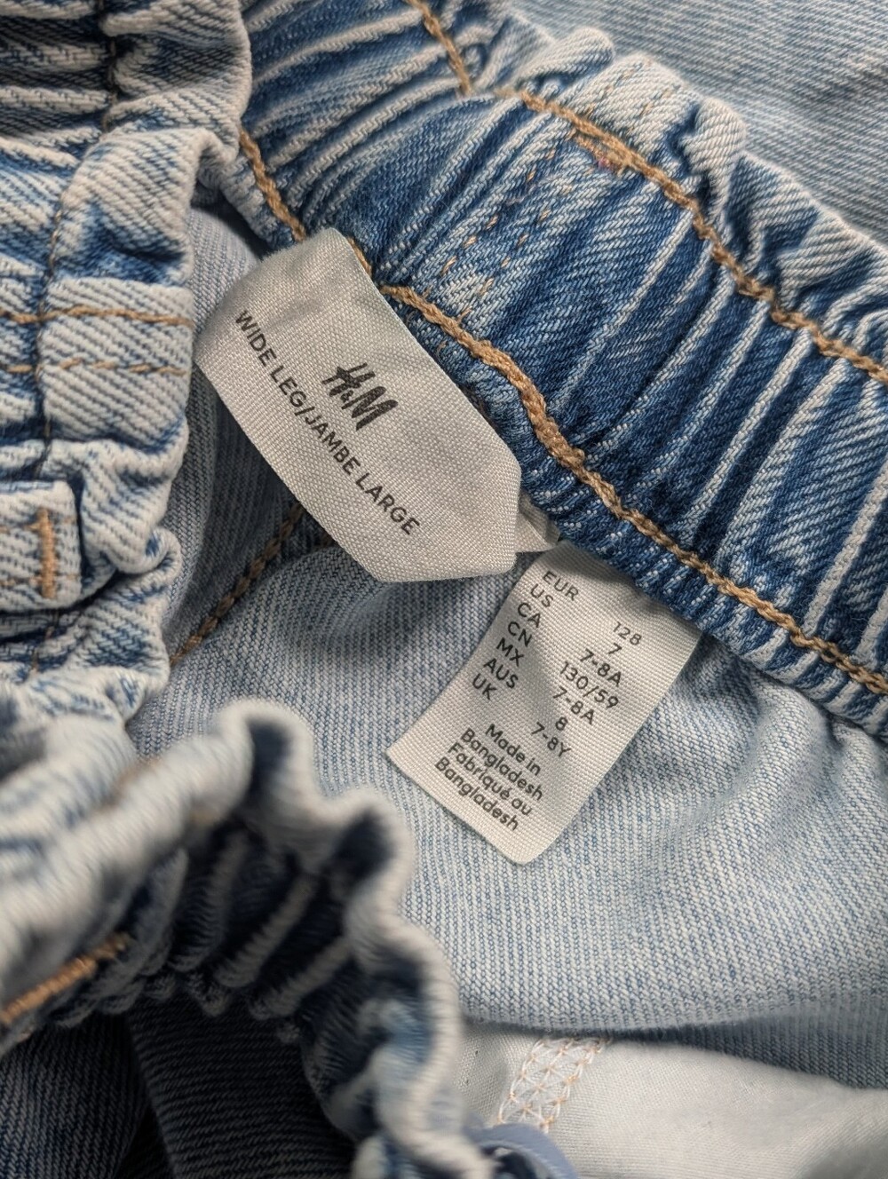 H&M Girls Denim Wide Leg Jeans, Size 7 - Picture 7 of 7
